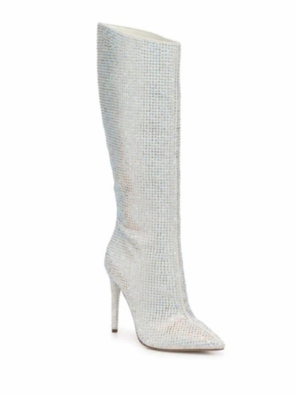 Jennifer Lopez White Crystal Over-the-Knee Stiletto Boot